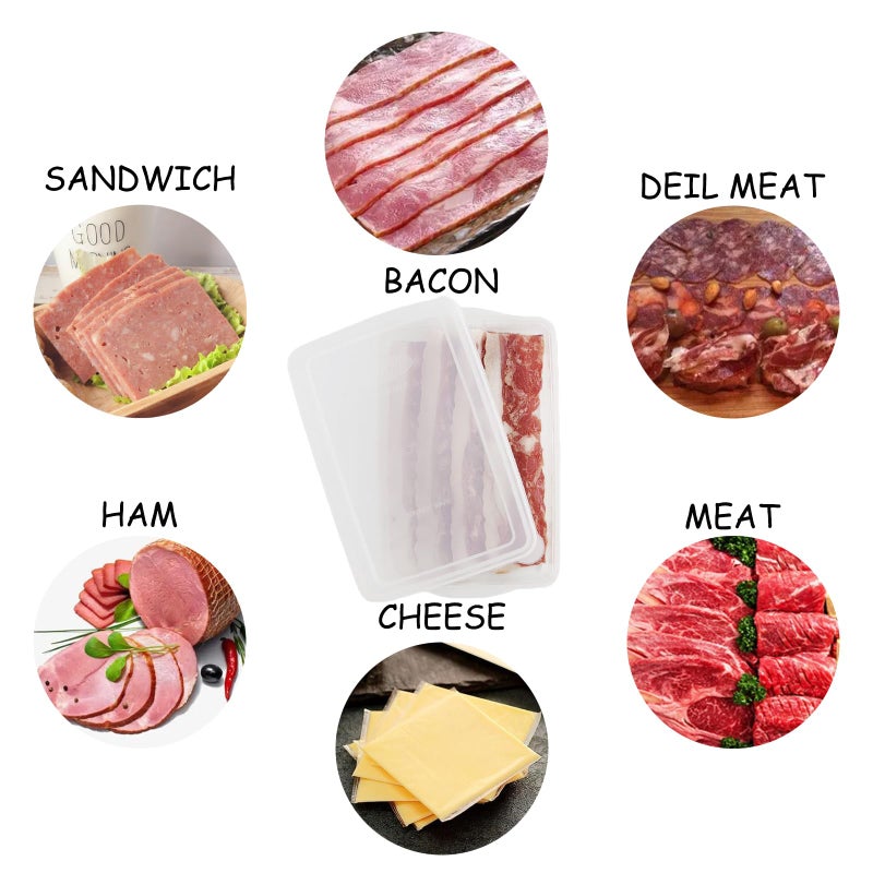 WonLiq 2 Pack-Bacon Keeper  Deli Meat Saver Cheese Cold Cuts Plastic Food Storage Containers with lids for Refrigerators Lunch Box Christmas Cookie Holder Meal Prep Container (2) - Image 4